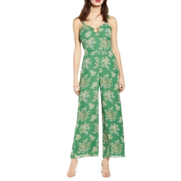 J.O.A. Green Floral Jumpsuit - Picture 1 of 6